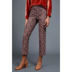 Anthropologie The Essential Slim Pants Brown Floral